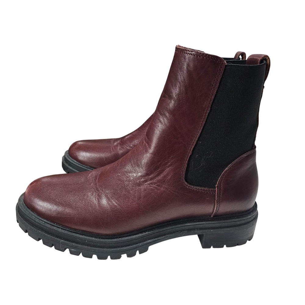 Madewell Bradley Lugsole Chelsea Boots Dark Cabernet Red Size 7